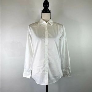 Everlane white long sleeve button down up dress shirt blouse poplin relaxed fit